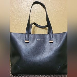 Large black Furla leather tote bag